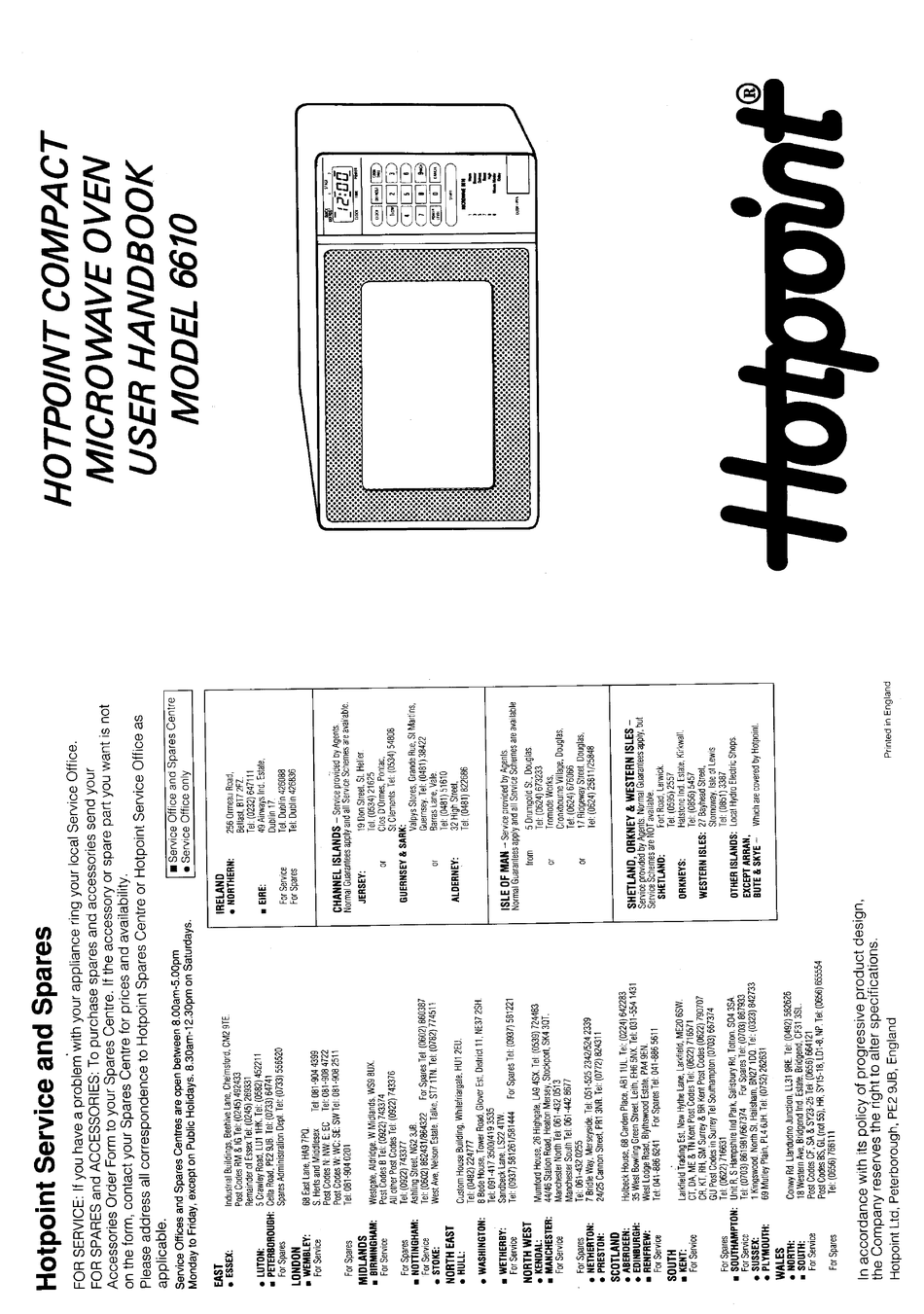 HOTPOINT 6610 USER HANDBOOK MANUAL Pdf Download ManualsLib