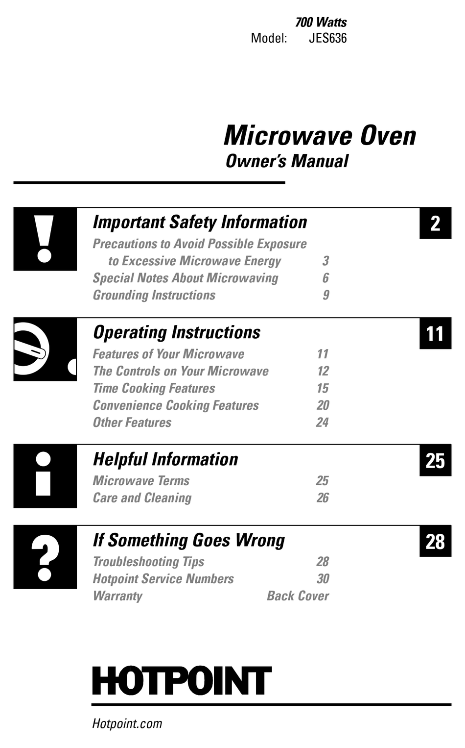 HOTPOINT JES636 OWNER'S MANUAL Pdf Download | ManualsLib