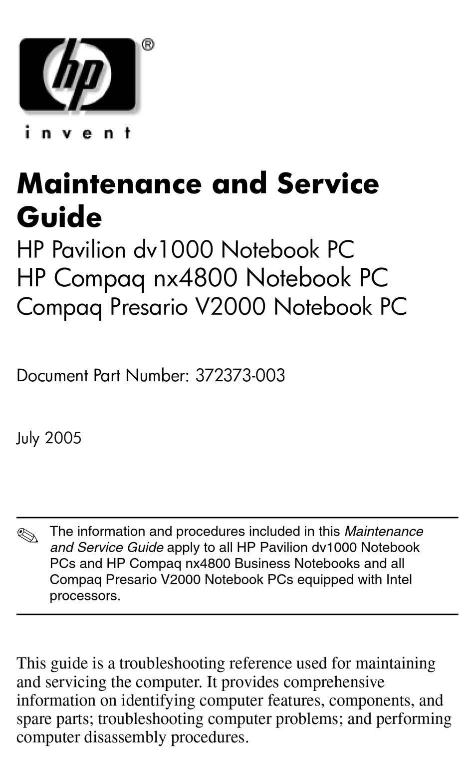 Hp Pavilion Dv1000 Maintenance And Service Manual Pdf Download Manualslib