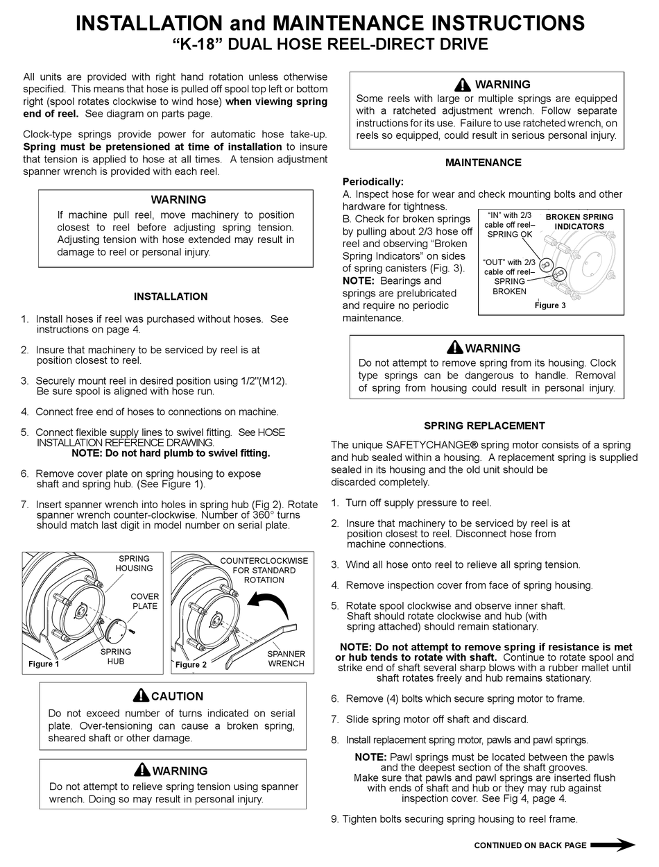 GLEASON REEL DUAL HOSE REELDIRECT DRIVE K18 INSTALLATION AND