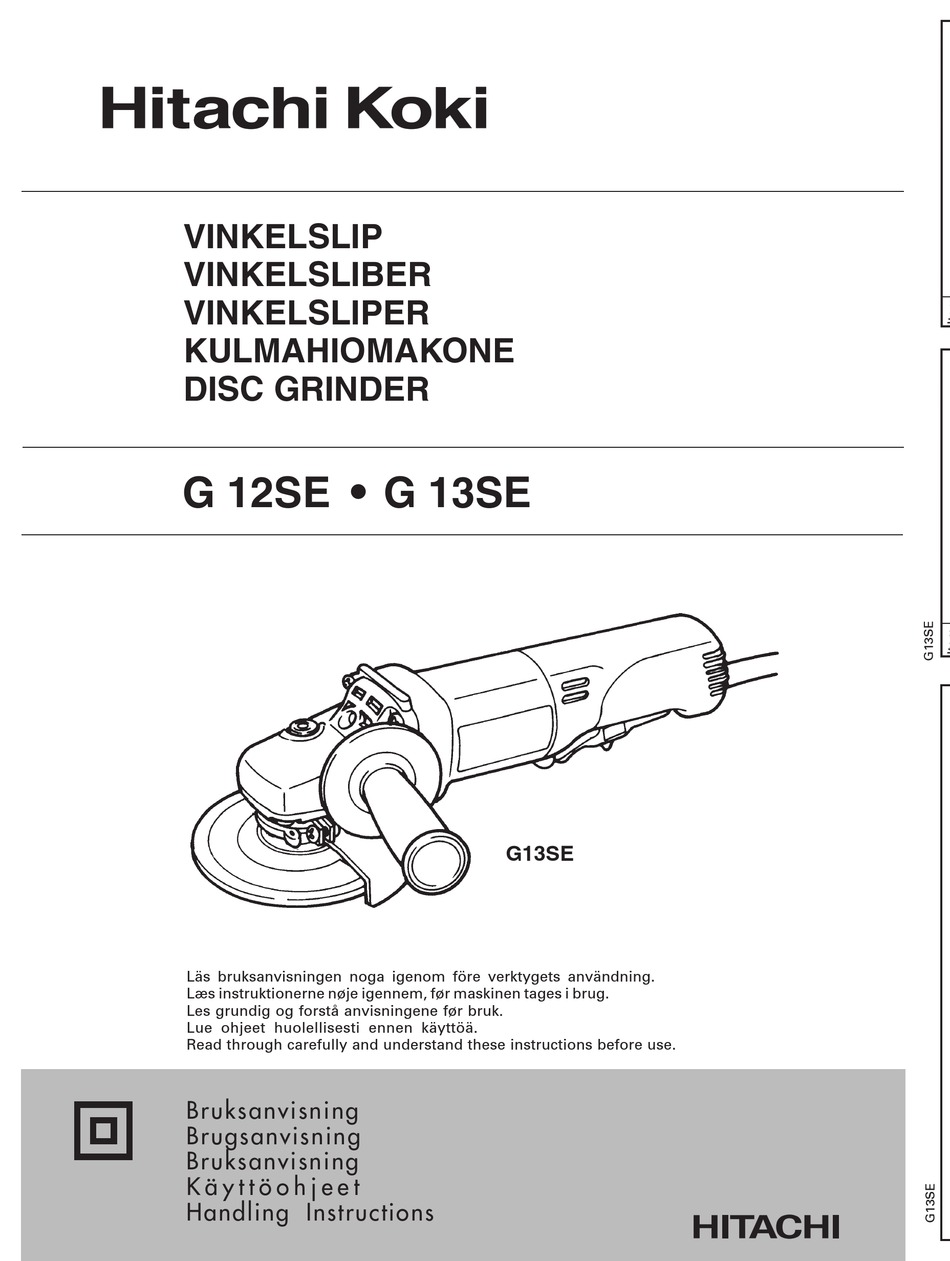 HITACHI KOKI G 12SE HANDLING INSTRUCTIONS MANUAL Pdf Download ManualsLib
