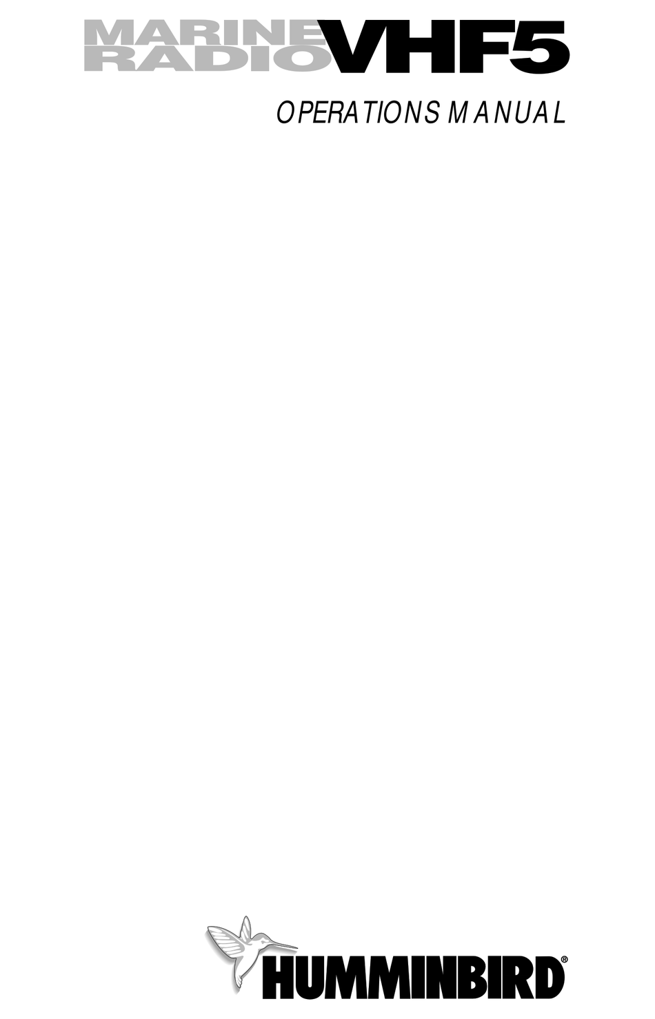 HUMMINBIRD VHF5 OPERATION MANUAL Pdf Download ManualsLib