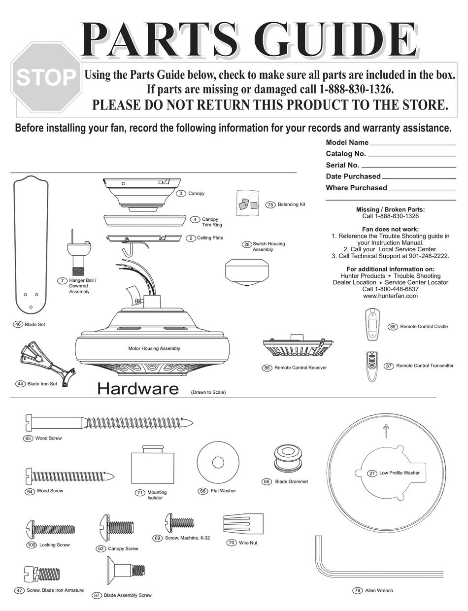 HUNTER 23685 PARTS MANUAL Pdf Download | ManualsLib