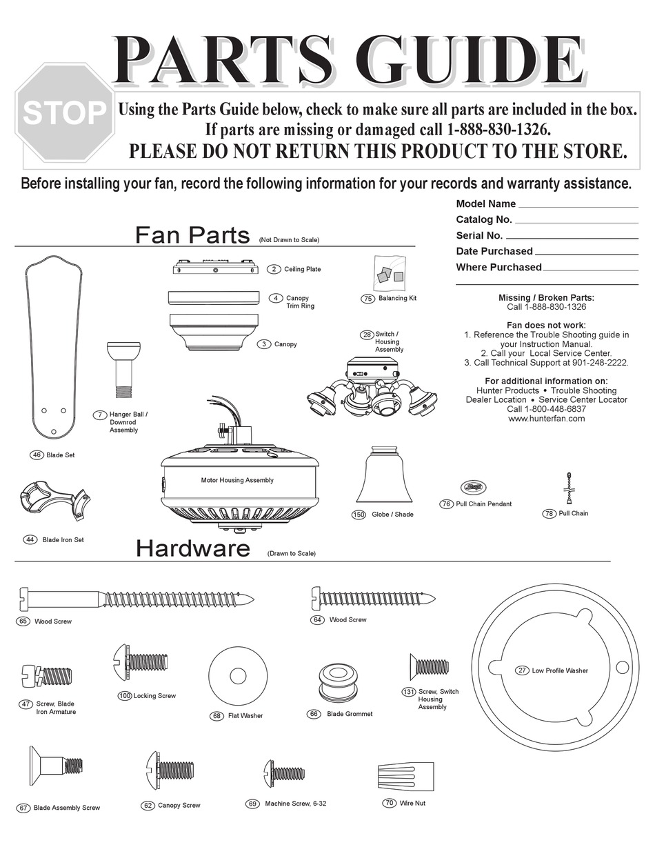 HUNTER 23783 PARTS MANUAL Pdf Download | ManualsLib