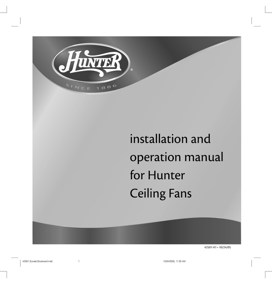 HUNTER 4250101 INSTALLATION AND OPERATION MANUAL Pdf Download ManualsLib