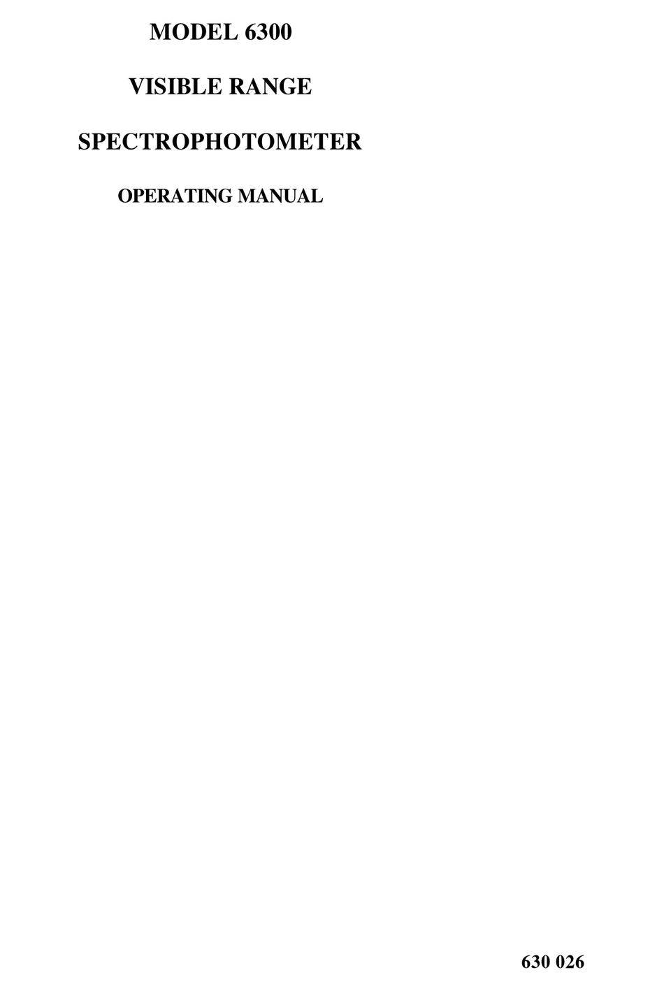 JENWAY VISIBLE RANGE SPECTROPHOTOMETER 6300 OPERATING MANUAL Pdf