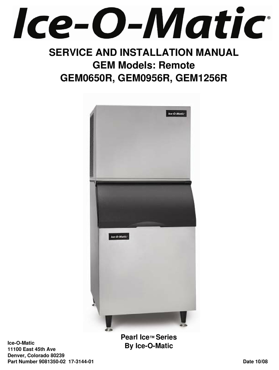 Ice O Matic Gem0650r Service And Installation Manual Pdf Download Manualslib