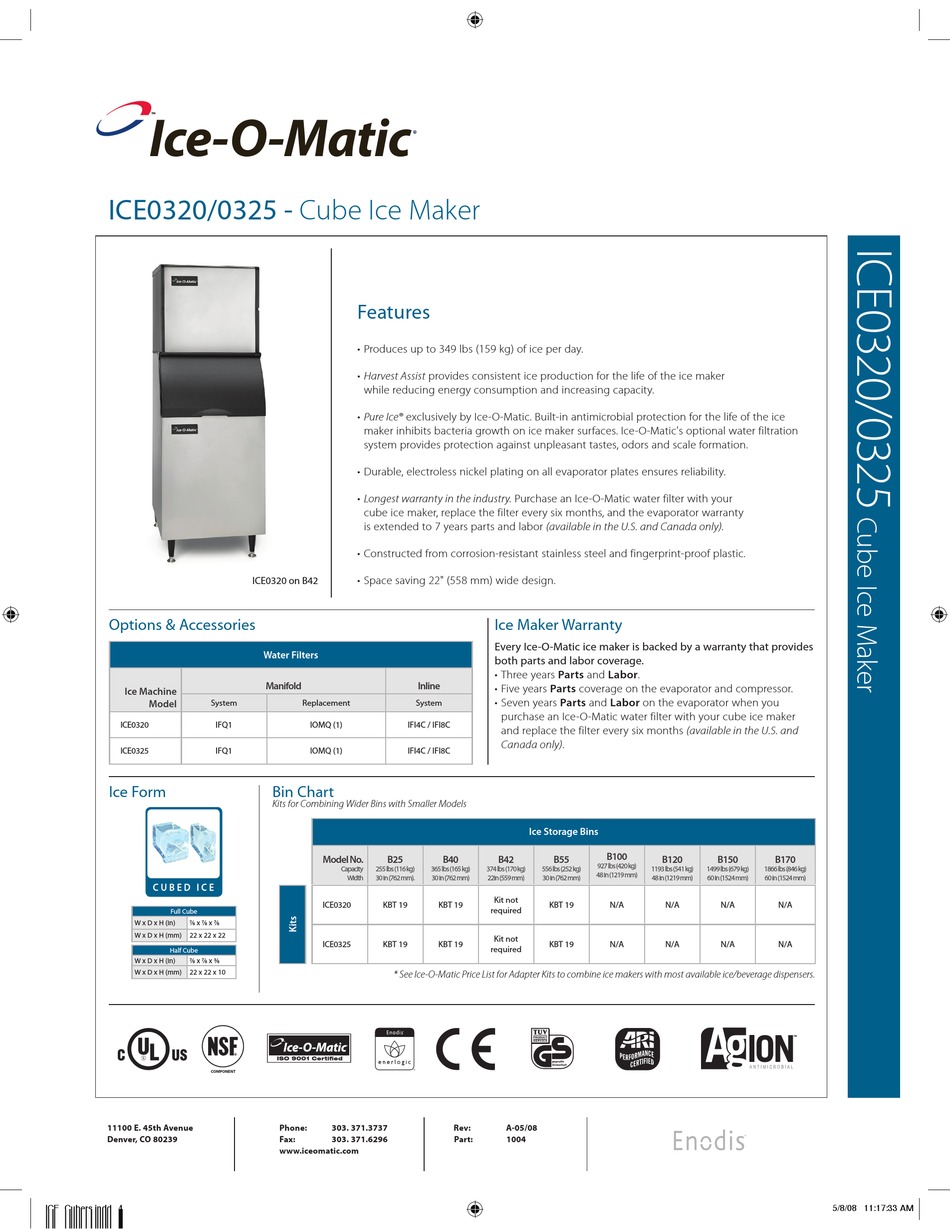 ICEOMATIC ICE0320/0325 SPECIFICATION SHEET Pdf Download ManualsLib