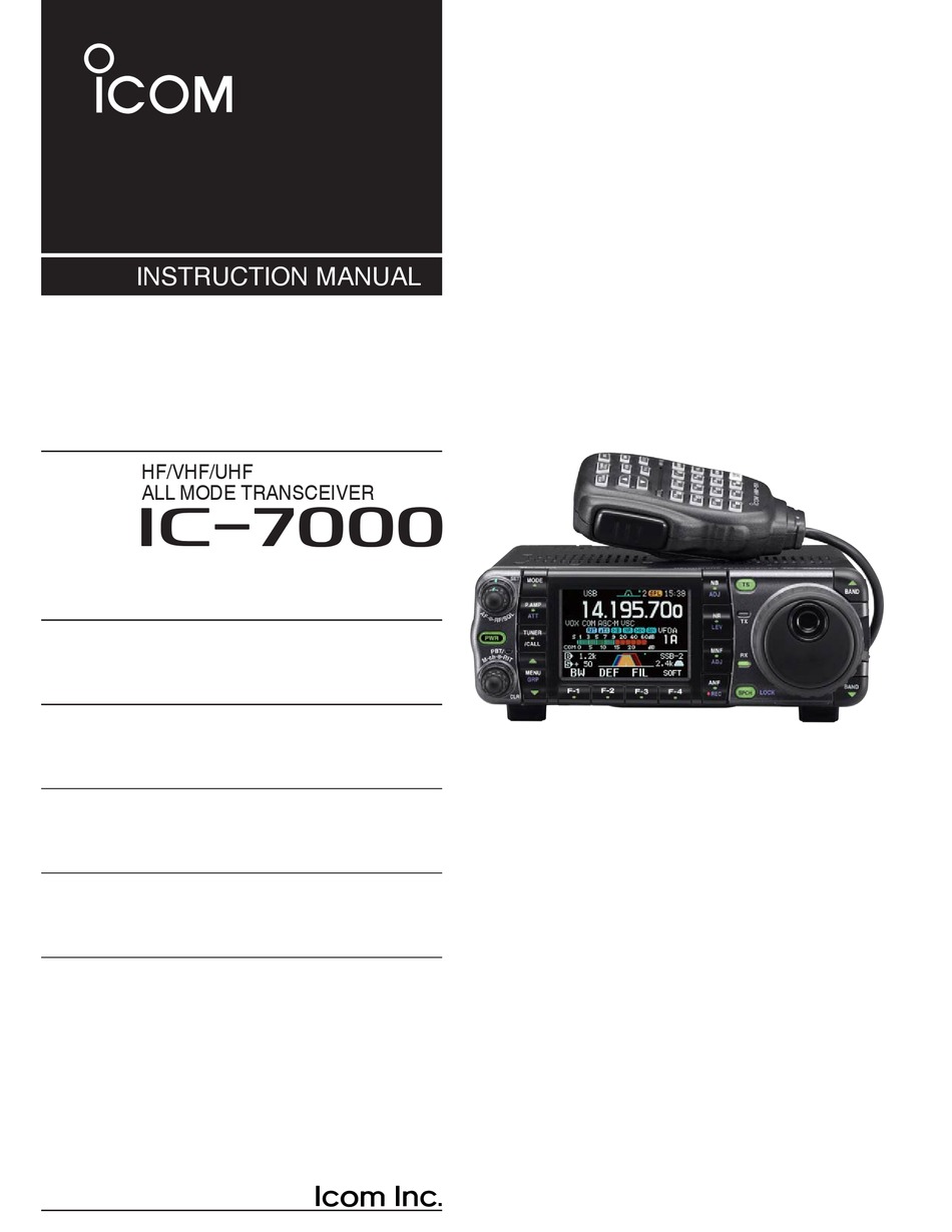 IC7000 INSTRUCTION MANUAL Pdf Download ManualsLib