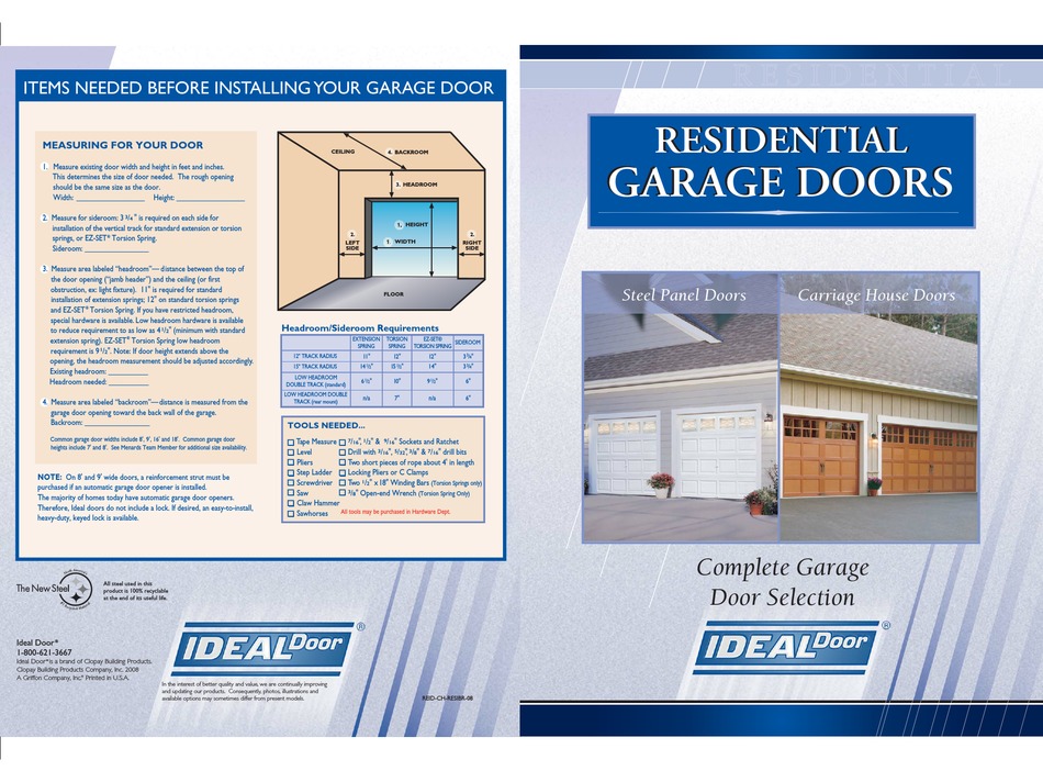 ideal garage door spring instructions