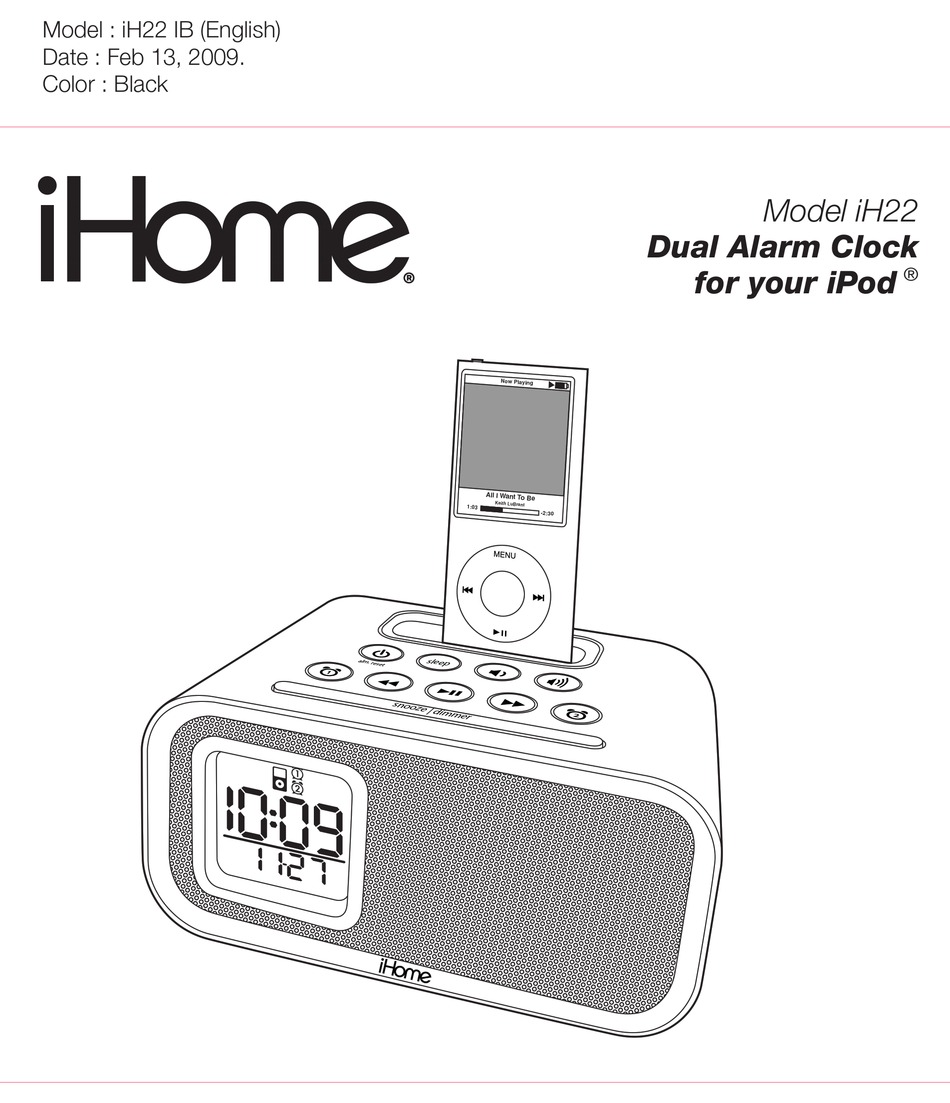 IHOME IH22 OWNER'S MANUAL Pdf Download | ManualsLib