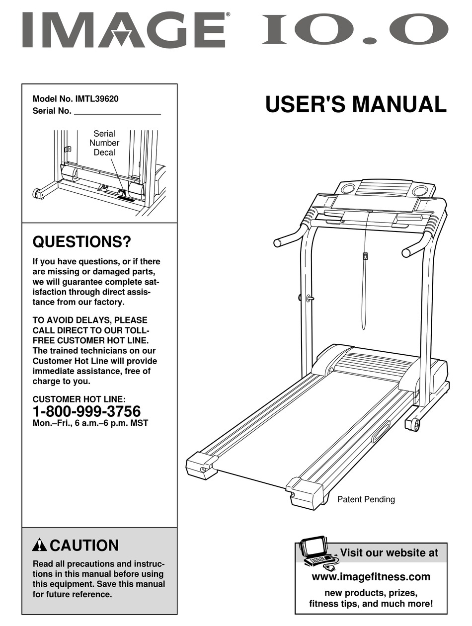  IMAGE 10 0 TREADMILL IMTL39620 USER MANUAL Pdf Download ManualsLib