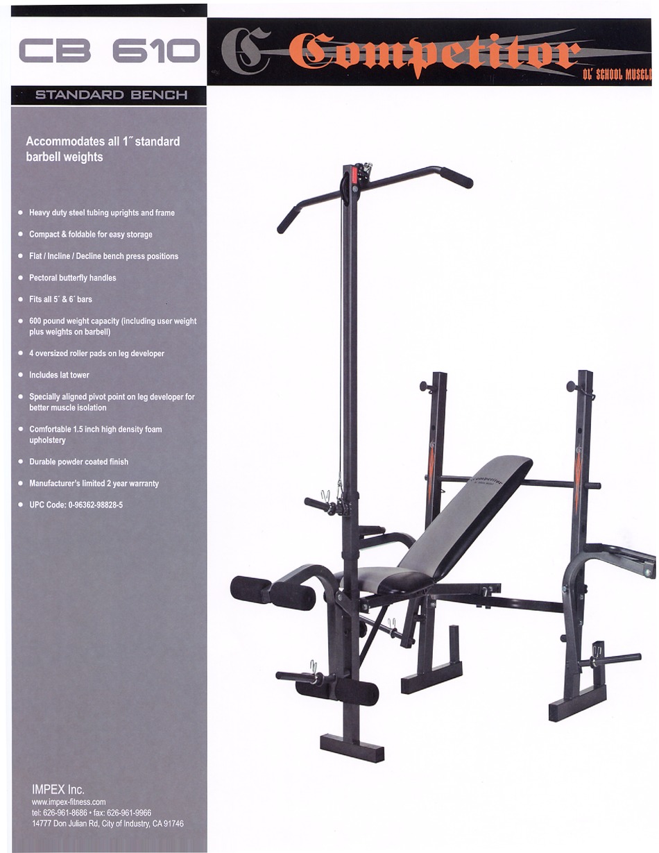 Impex competitor best sale home gym manual