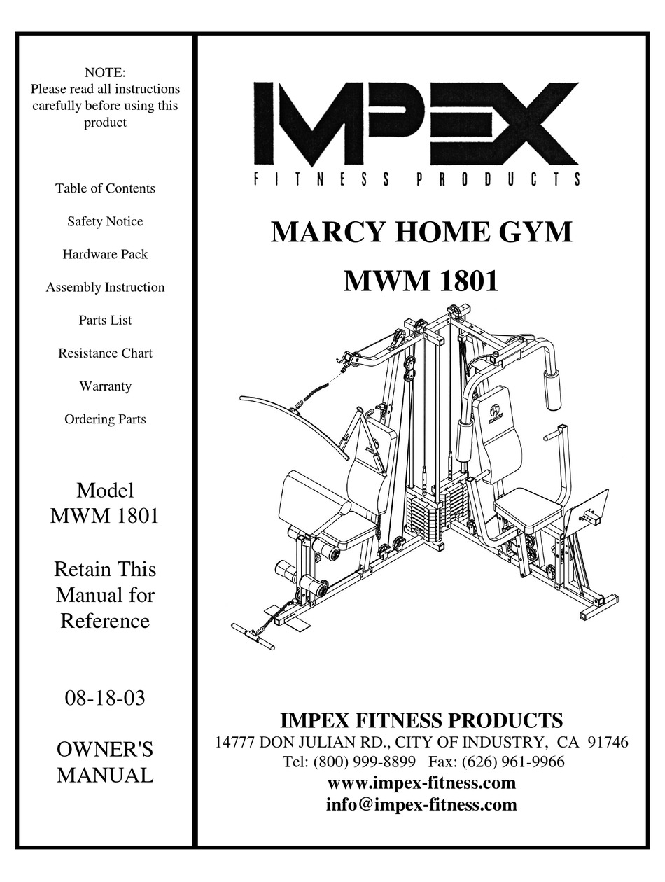 Marcy mwm 2025 1001 manual