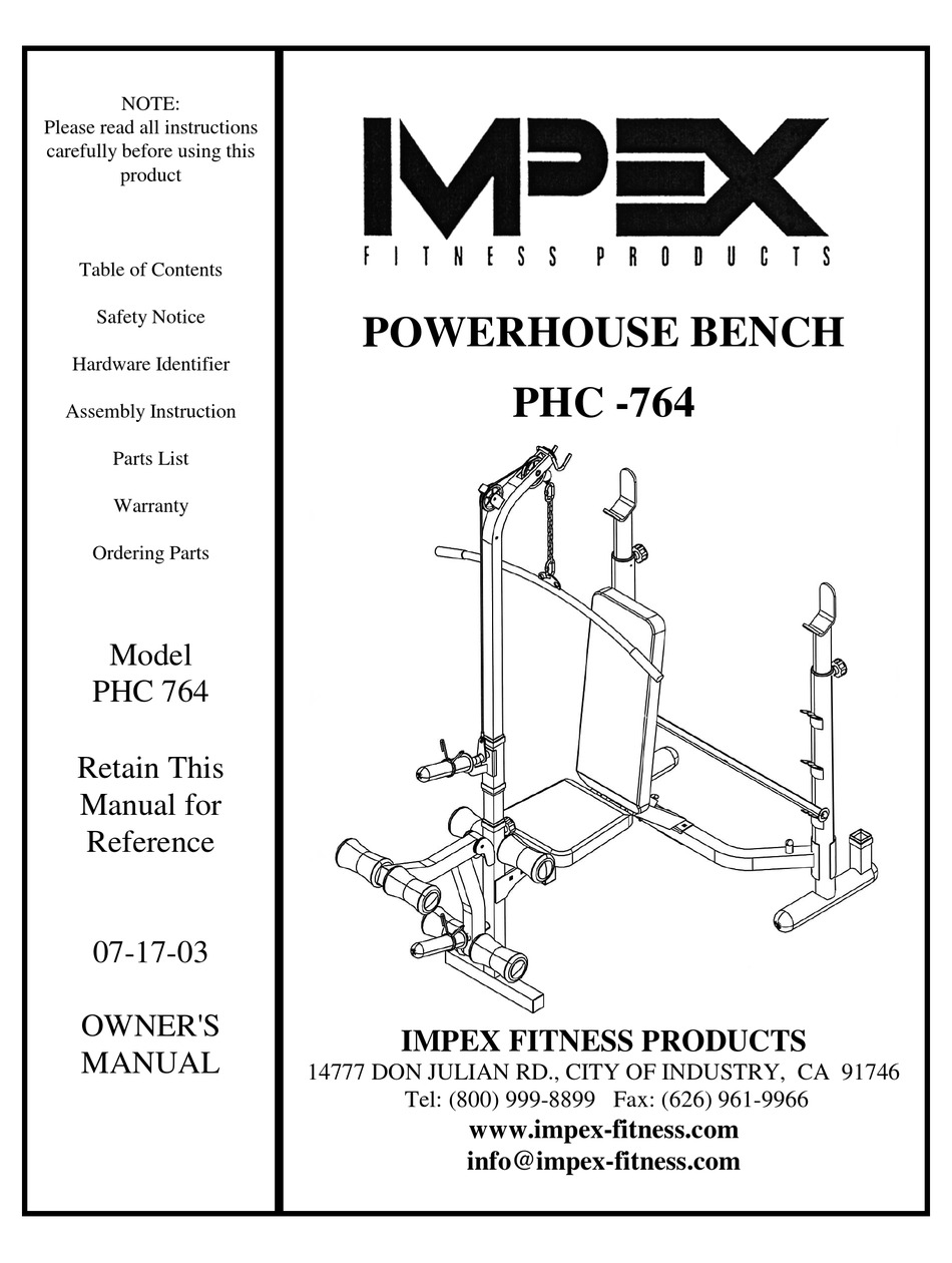 IMPEX POWERHOUSE PHC 764 OWNER S MANUAL Pdf Download ManualsLib