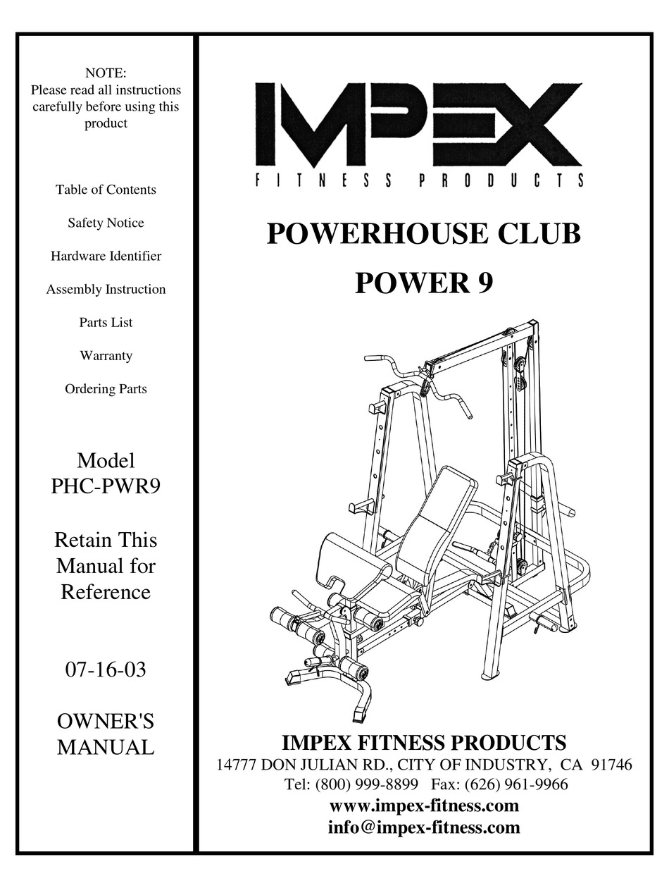 IMPEX PHC PWR9 OWNER S MANUAL Pdf Download ManualsLib