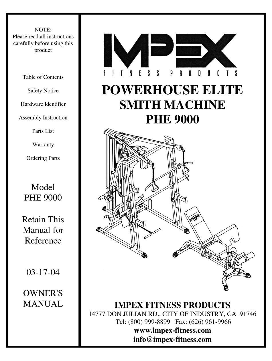 IMPEX POWERHOUSE ELITE PHE 9000 OWNER S MANUAL Pdf Download