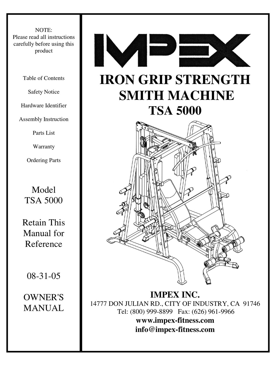 IMPEX MARCY TSA 5000 OWNER S MANUAL Pdf Download ManualsLib