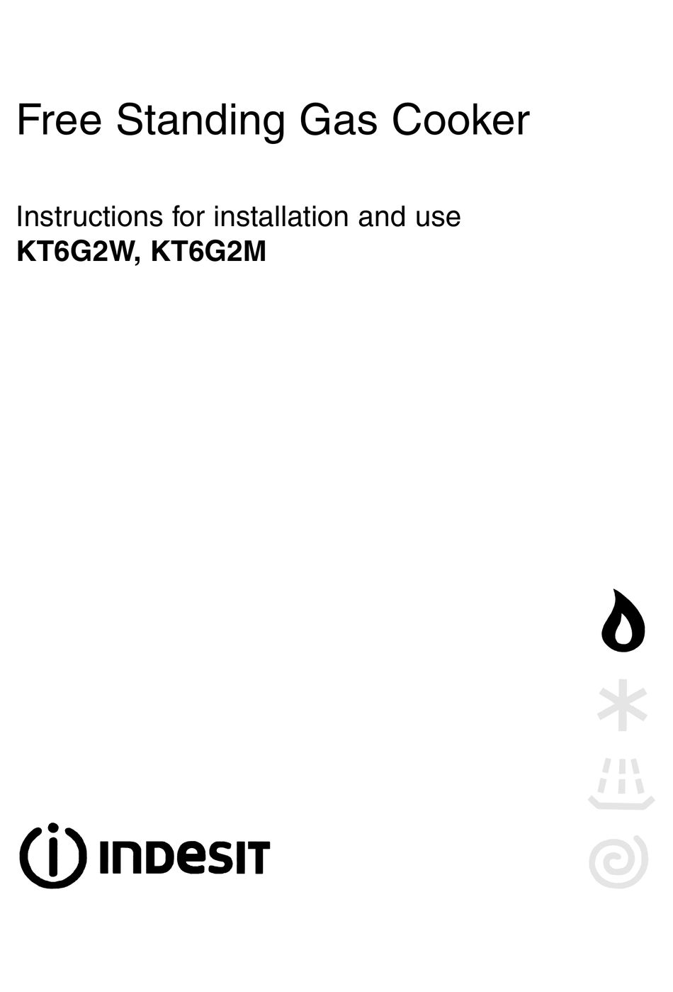 INDESIT KT6G2M INSTRUCTIONS FOR INSTALLATION AND USE MANUAL Pdf ...