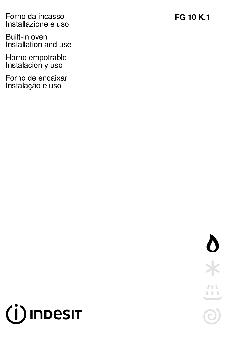 INDESIT FG10KBK.1 INSTRUCTIONS FOR INSTALLATION AND USE MANUAL Pdf Download  | ManualsLib