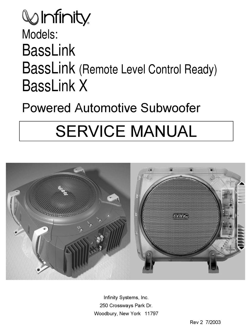 Infinity Bass Link Service Manual Pdf Download Manualslib