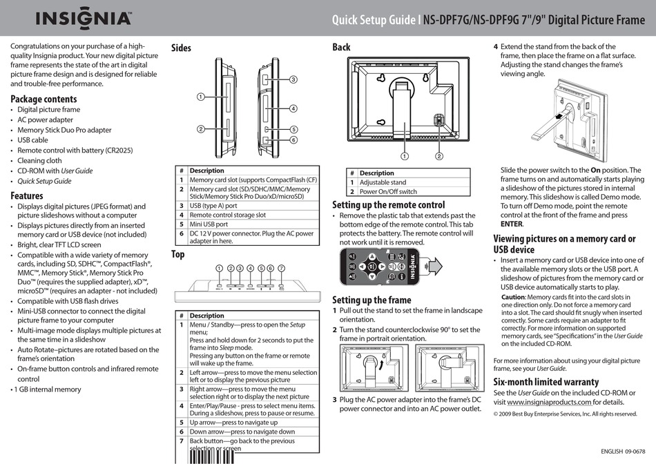 Insignia Ns Dpf G Quick Setup Manual Pdf Download Manualslib