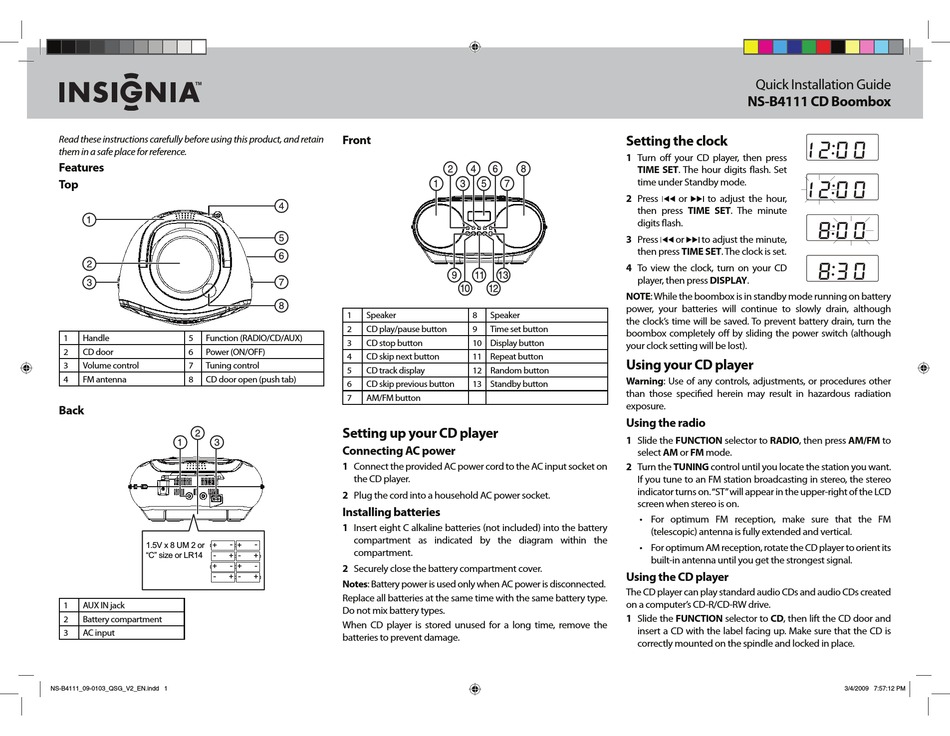 INSIGNIA NS-B4111 QUICK INSTALLATION MANUAL Pdf Download | ManualsLib