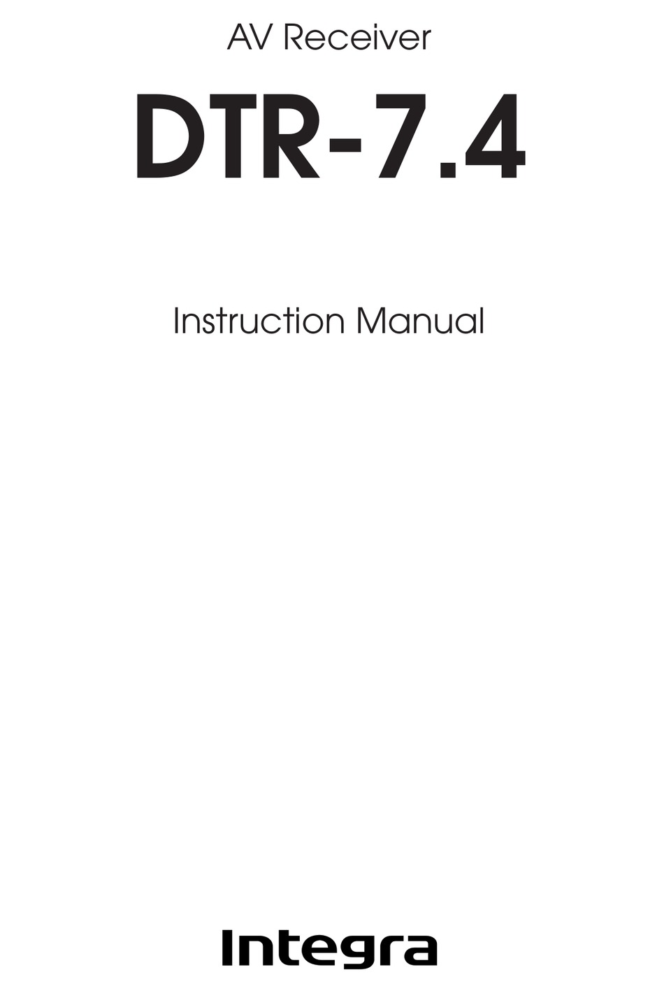 INTEGRA DTR7.4 INSTRUCTION MANUAL Pdf Download ManualsLib