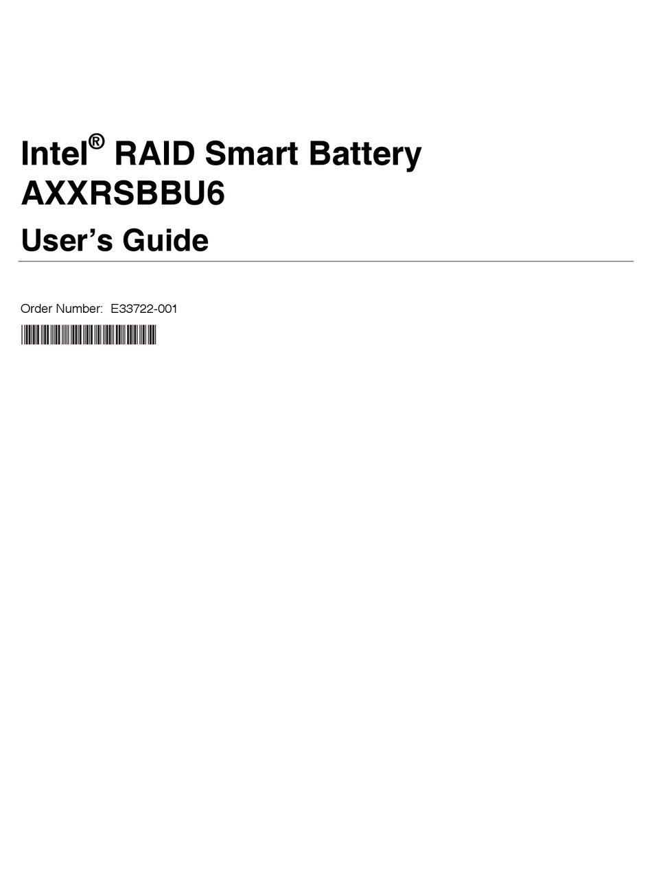 INTEL RAID AXXRSBBU6 USER MANUAL Pdf Download | ManualsLib