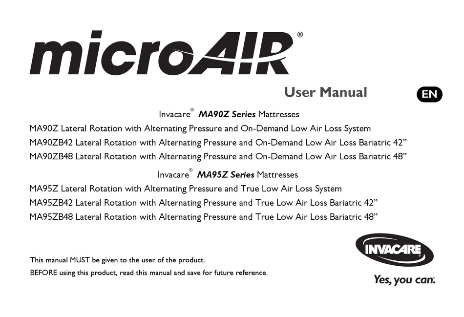 invacare micro air mattress manual
