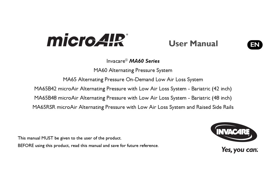 invacare micro air mattress manual
