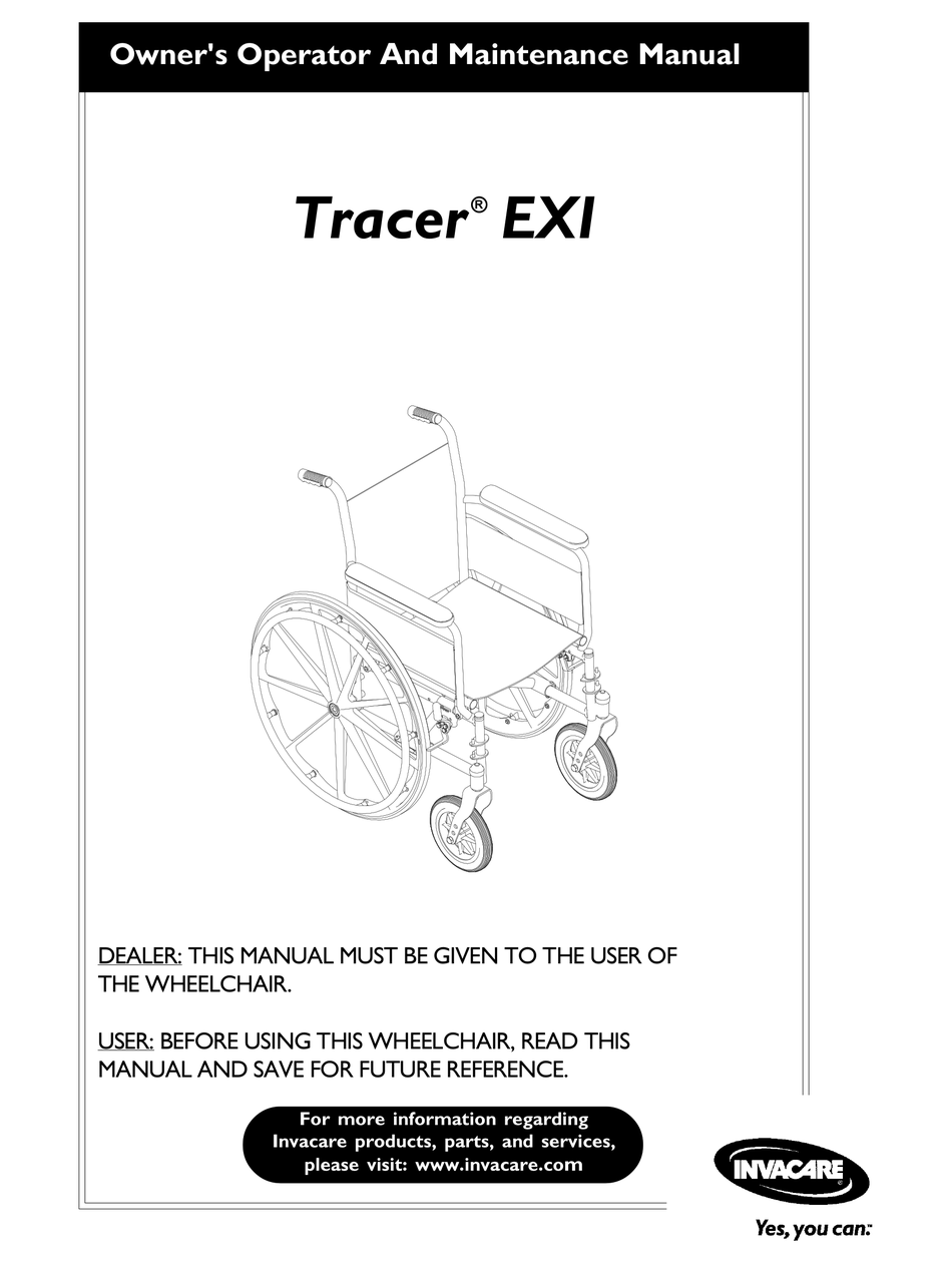 INVACARE TRACER EXIR OPERATOR AND MAINTENANCE MANUAL Pdf Download ManualsLib