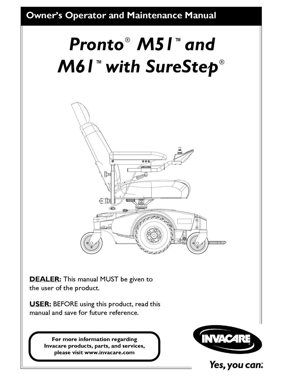 INVACARE WHEELCHAIR PRONTO M61 OPERATING AND MAINTENANCE MANUAL Pdf Download ManualsLib
