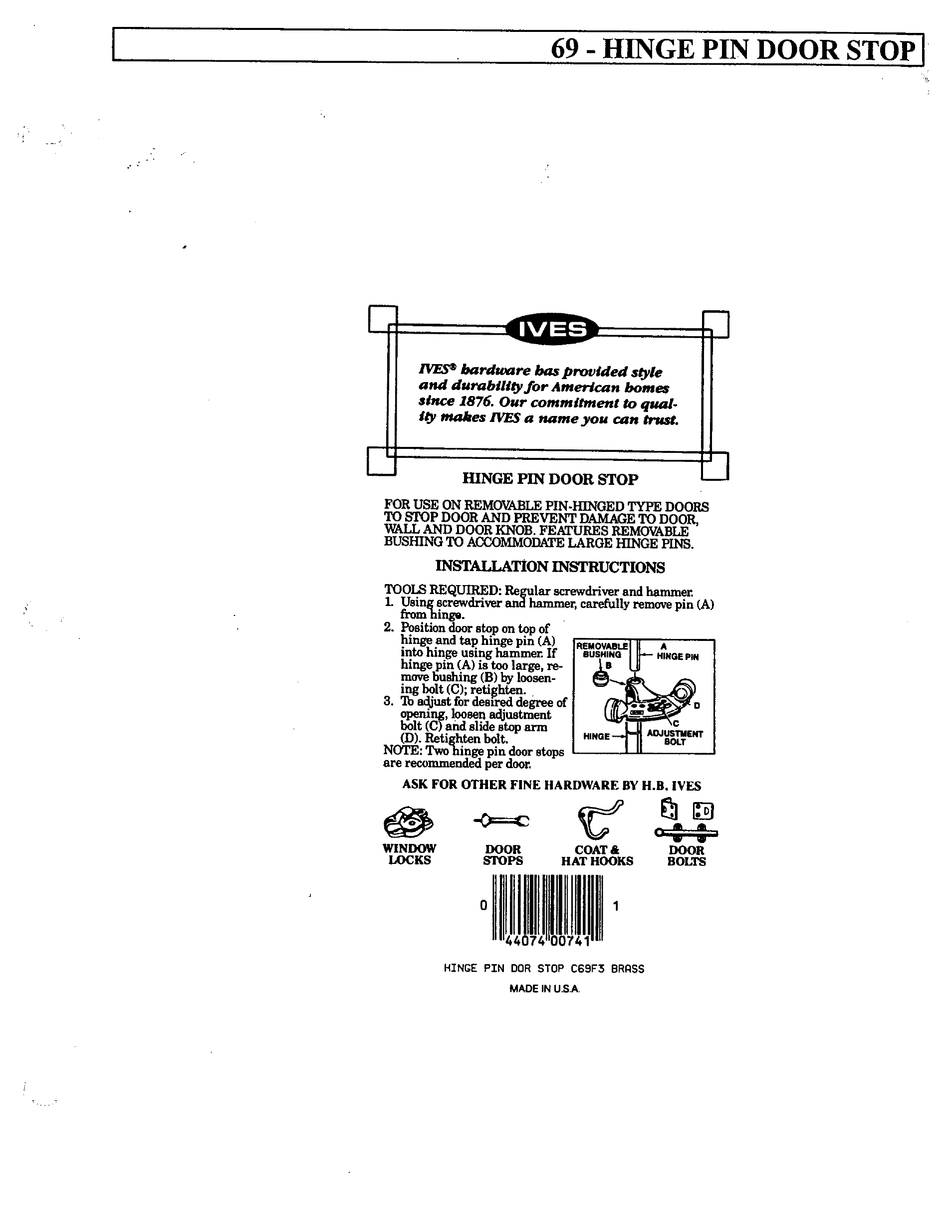 IVES 69 INSTALLATION INSTRUCTIONS Pdf Download ManualsLib