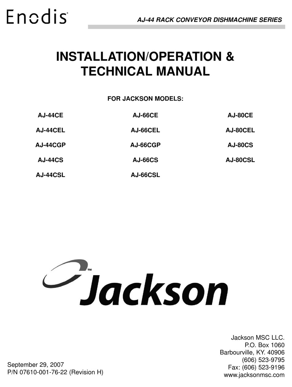 Jackson Aj 44 Installation Operation Technical Manual Pdf Download Manualslib