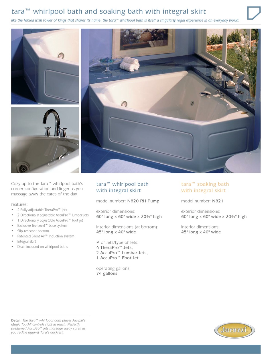 JACUZZI TARA N820 BROCHURE & SPECS Pdf Download ManualsLib
