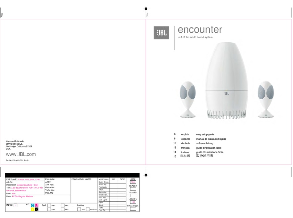 JBL 950-0074-001 EASY SETUP MANUAL Pdf Download | ManualsLib