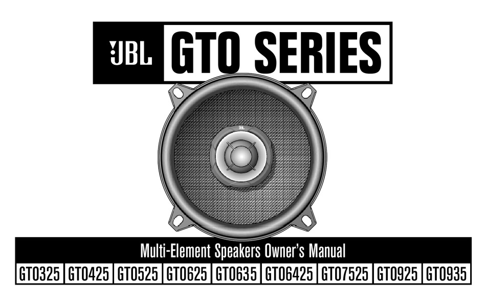 Stræbe slim godt JBL GTO325 OWNER'S MANUAL Pdf Download | ManualsLib