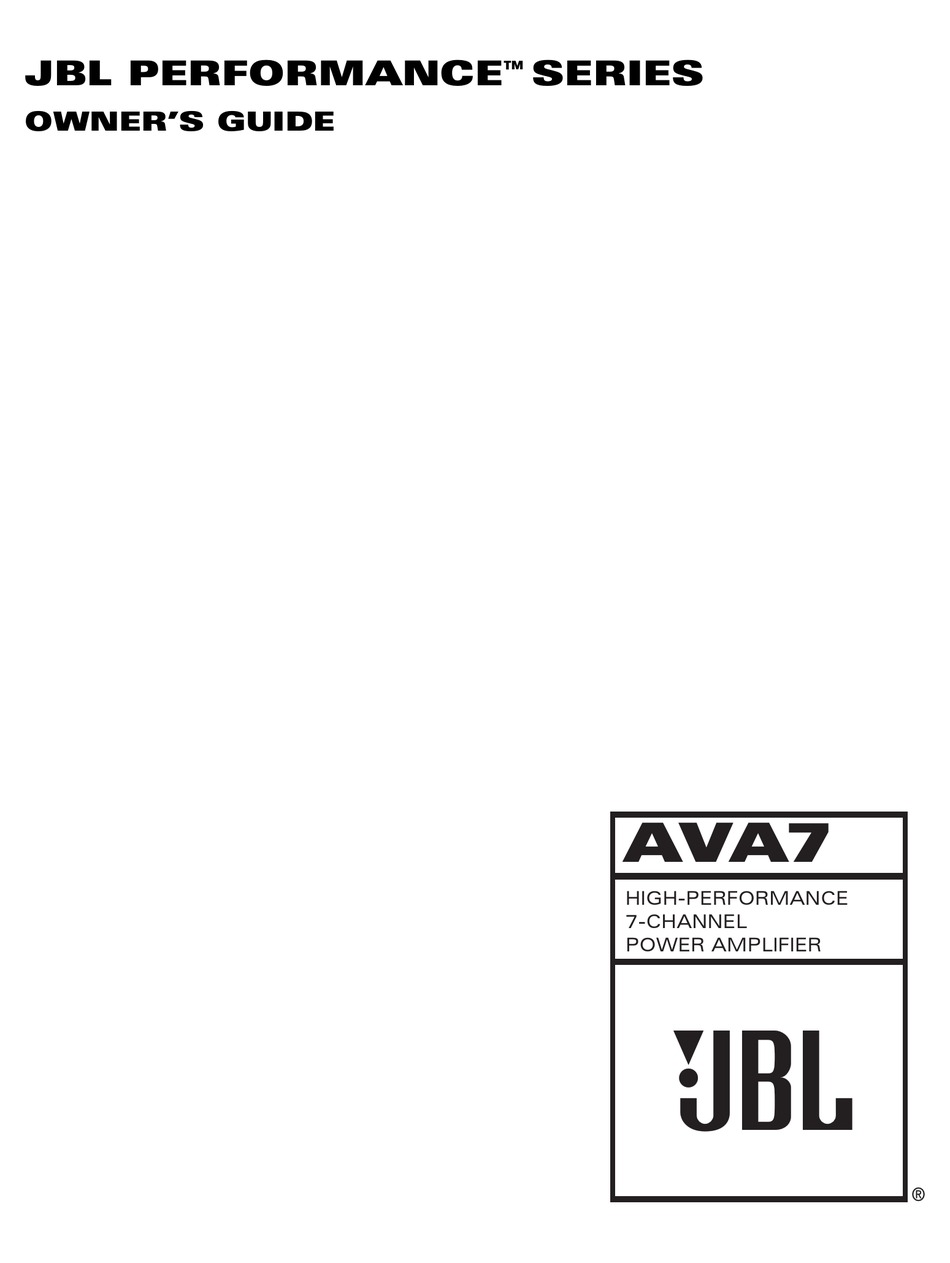 JBL AVA7 OWNER'S MANUAL Pdf Download ManualsLib