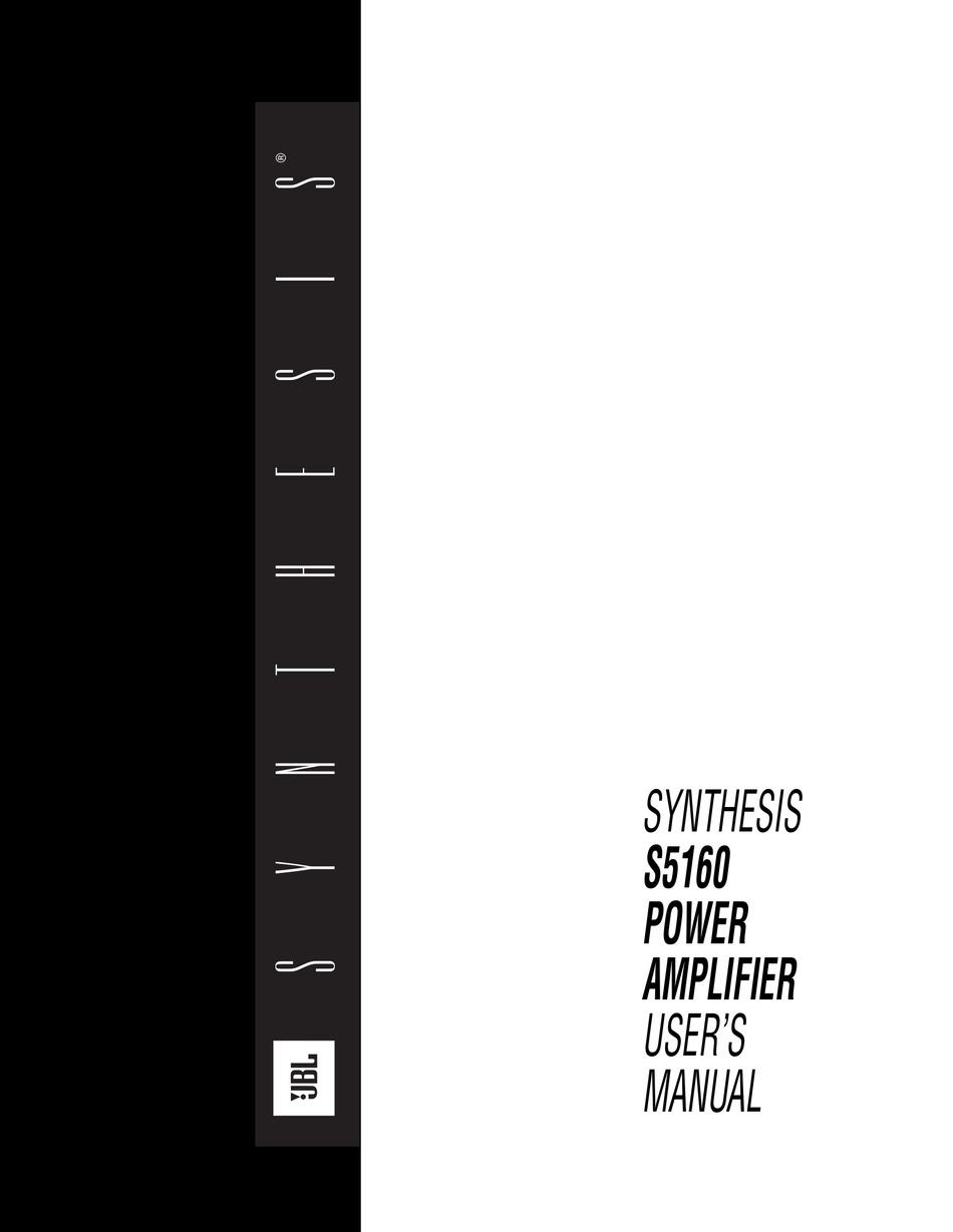 JBL SYNTHESIS S5160 USER MANUAL Pdf Download ManualsLib