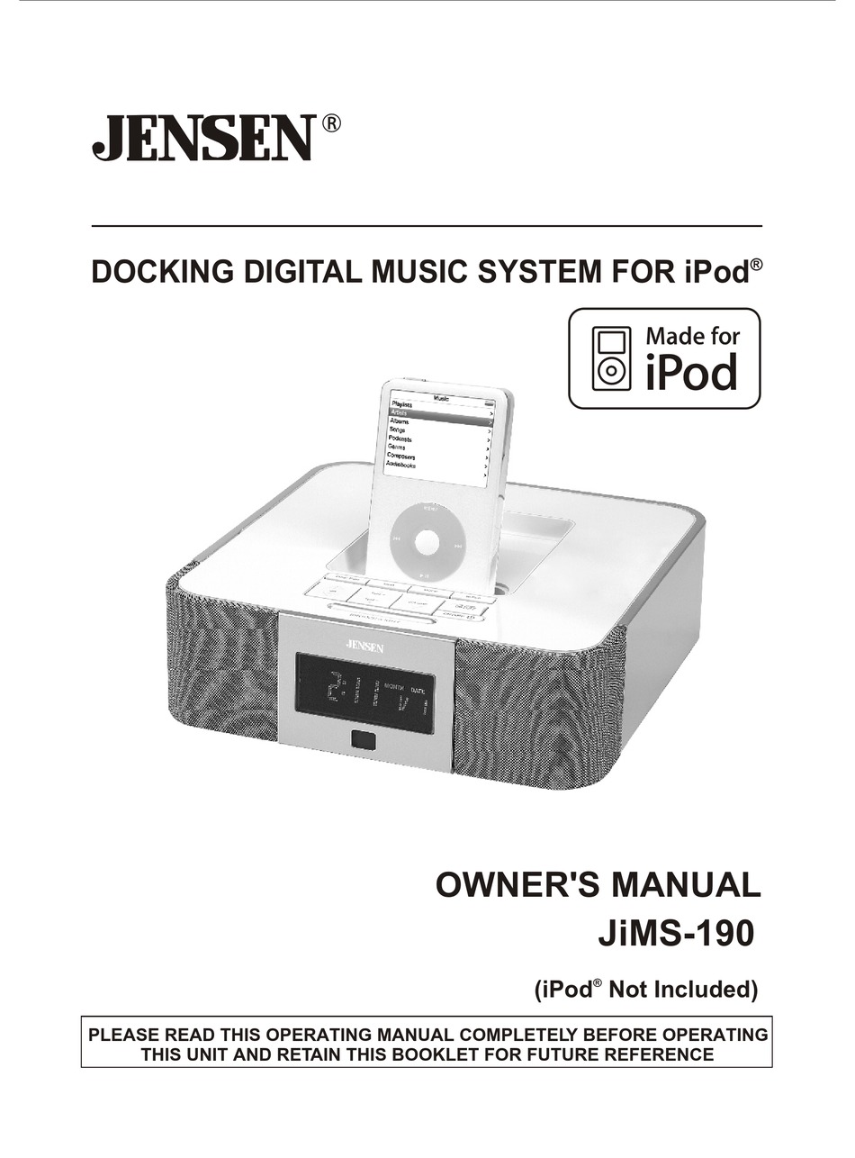 Jensen Jims 190 Owner S Manual Pdf Download Manualslib