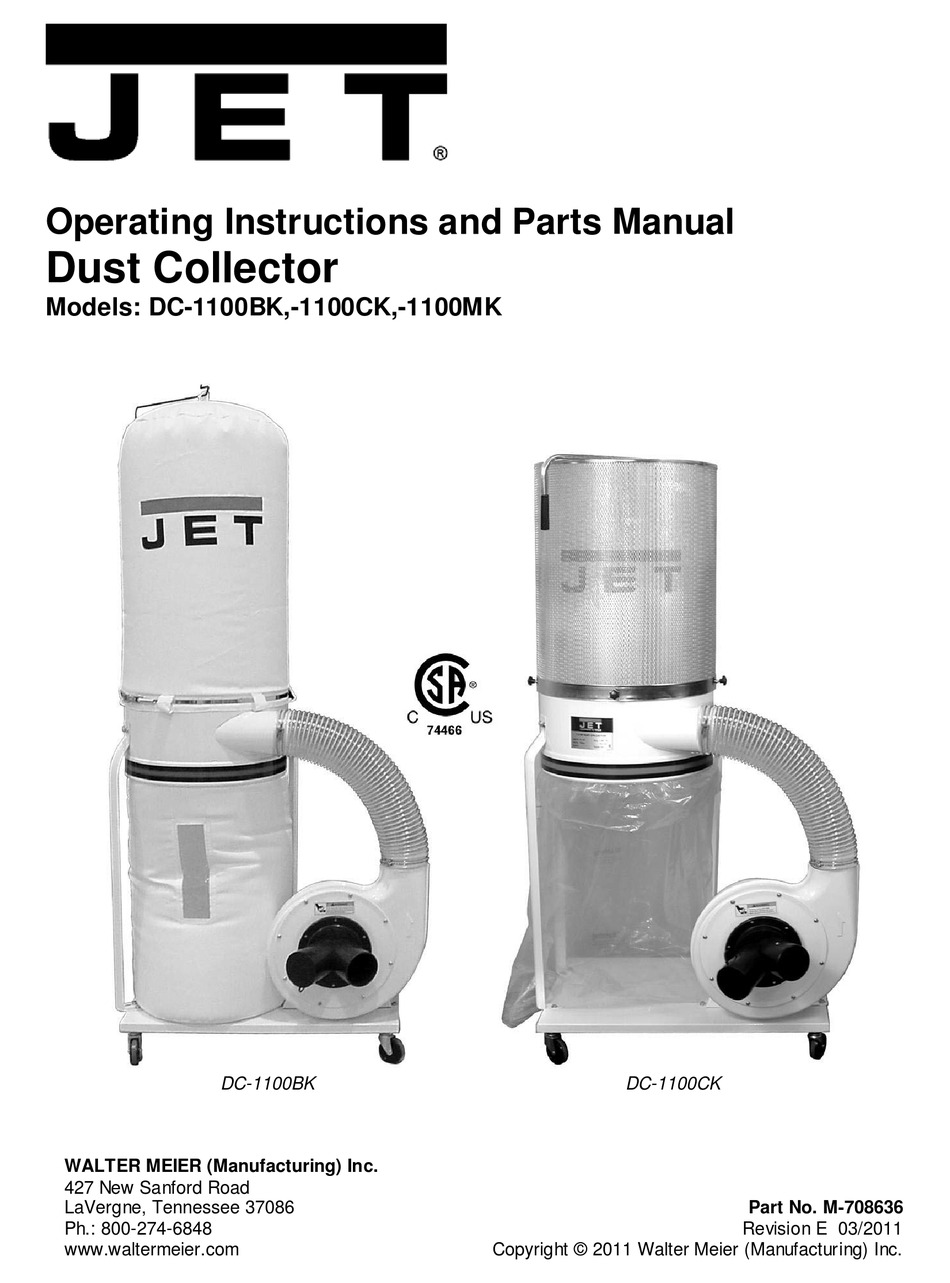JET DC1100CK OPERATING INSTRUCTIONS AND PARTS MANUAL Pdf Download ManualsLib