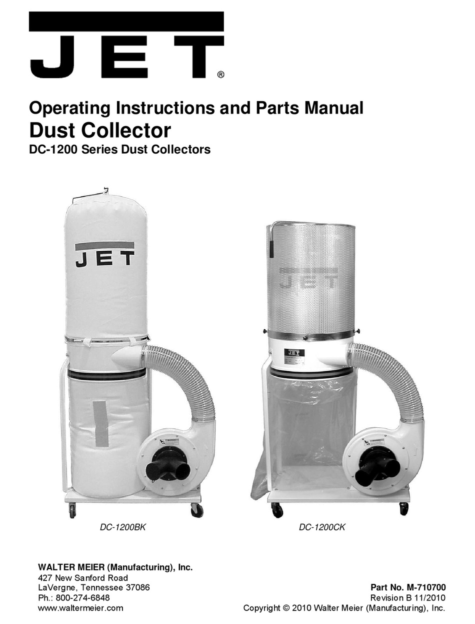 JET DC1200CK OPERATING INSTRUCTIONS AND PARTS MANUAL Pdf Download