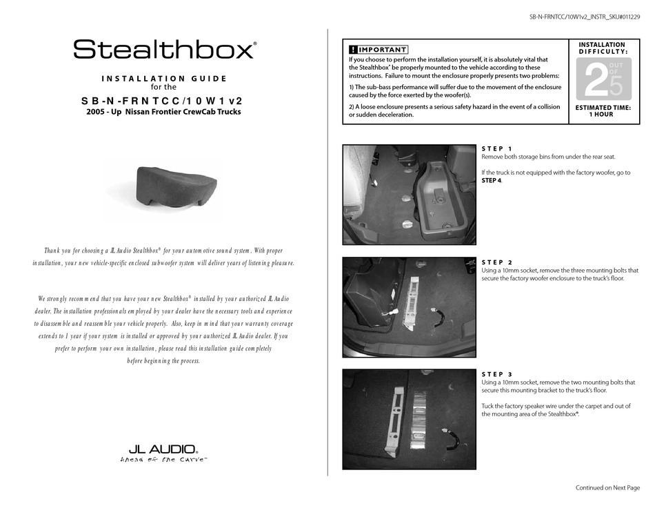 jl audio stealthbox nissan frontier