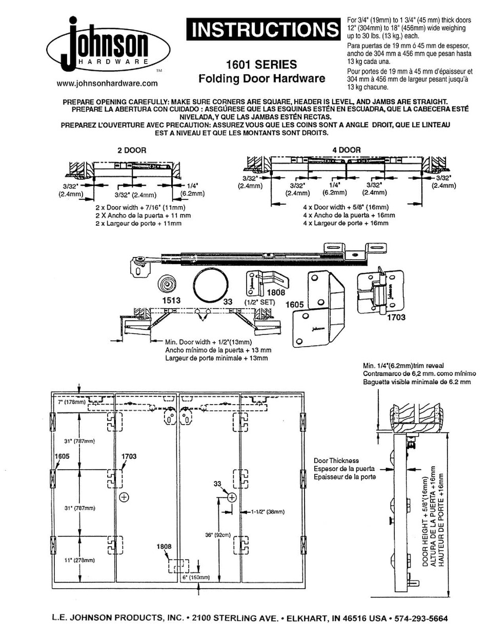 JOHNSON HARDWARE 1601 SERIES INSTRUCTION MANUAL Pdf Download ManualsLib