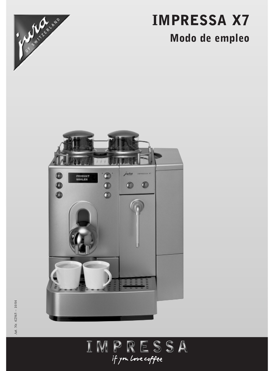 JURA IMPRESSA X7 MANUAL Pdf Download | ManualsLib