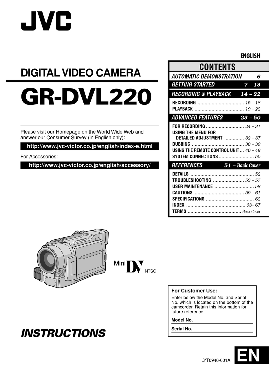 JVC GR DVL220 INSTRUCTIONS MANUAL Pdf Download ManualsLib