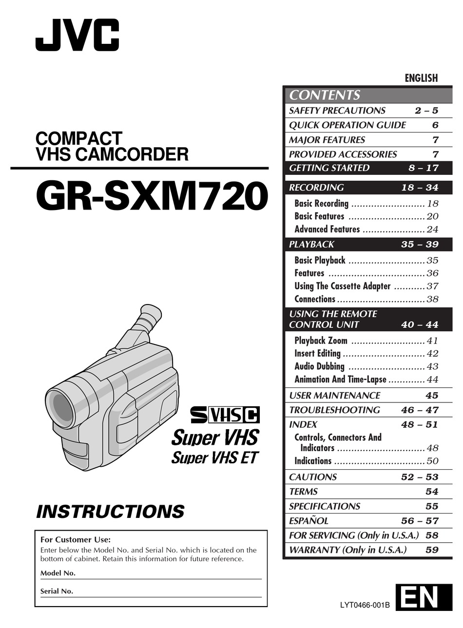 JVC GRSXM720 INSTRUCTIONS MANUAL Pdf Download ManualsLib