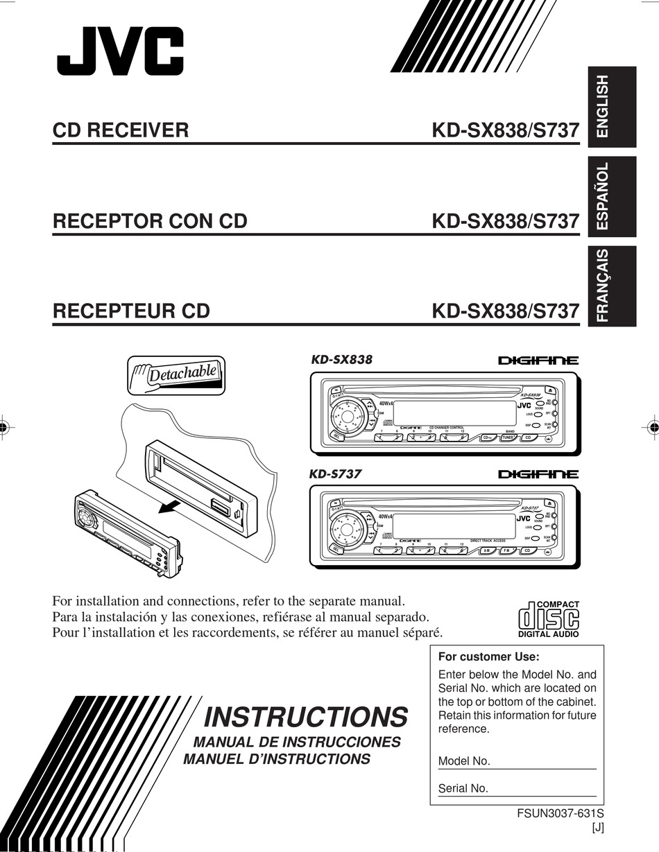 Jvc Kd Sx838 S737 Instructions Manual