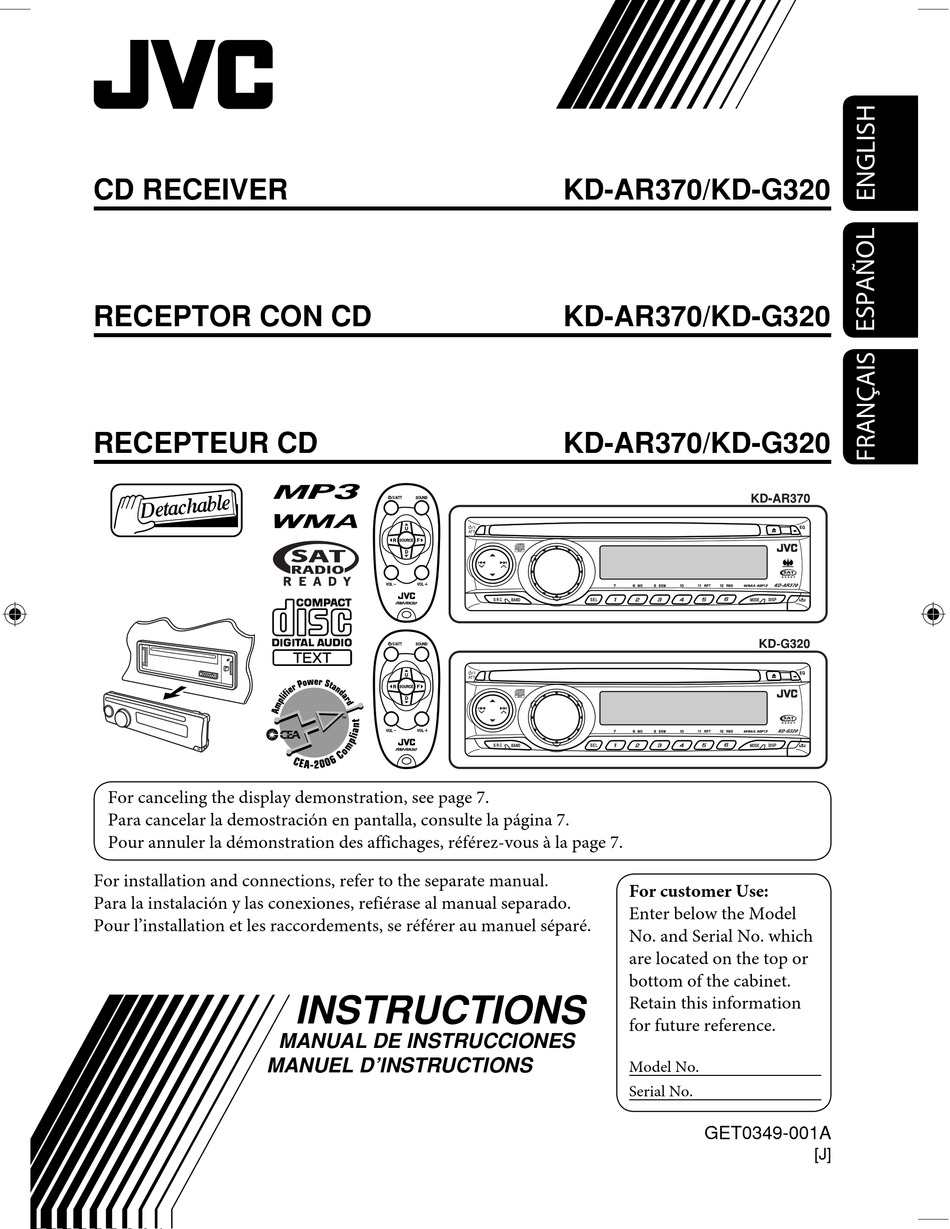 jvc kd ar370 instructions manual pdf download manualslib